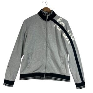 Y2K French Connection FCUK Gray Indie Sleeze Zip-Up Track Jacket Med Street Euro